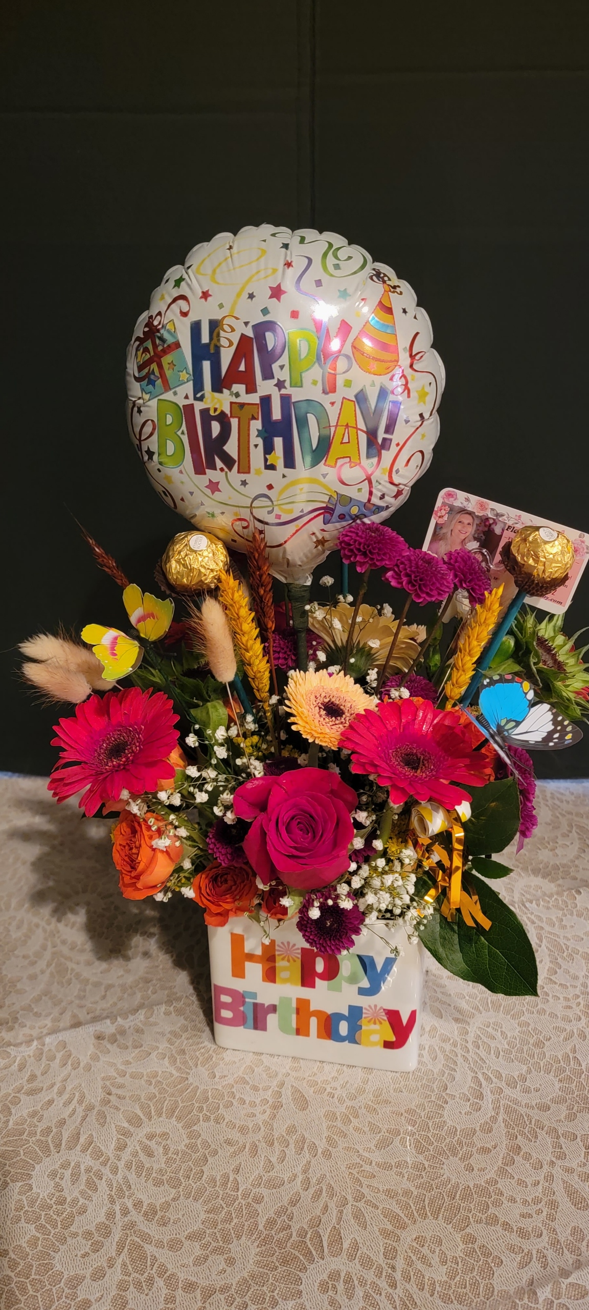 Deluxe Birthday Box-Vase Arrangement